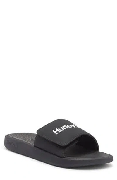 Hurley Logo Slide Sandal In Black/white