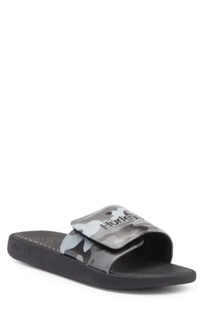 Hurley Logo Slide Sandal In Grey/camo