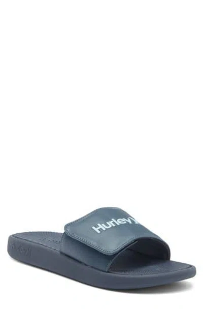 Hurley Logo Slide Sandal In Navy/light Blue