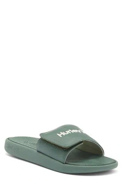 Hurley Logo Slide Sandal In Olive/khaki
