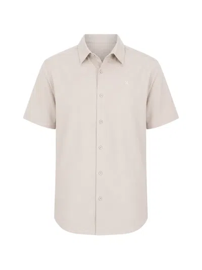 Hurley Logo-embroidered Short-sleeve Shirt In Neutral