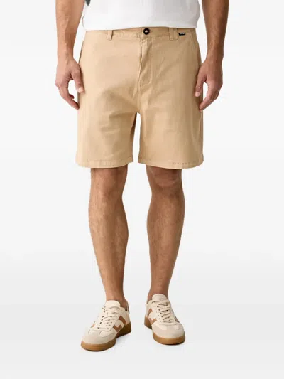 Hurley Logo-patch Zip-pocket Shorts In Brown