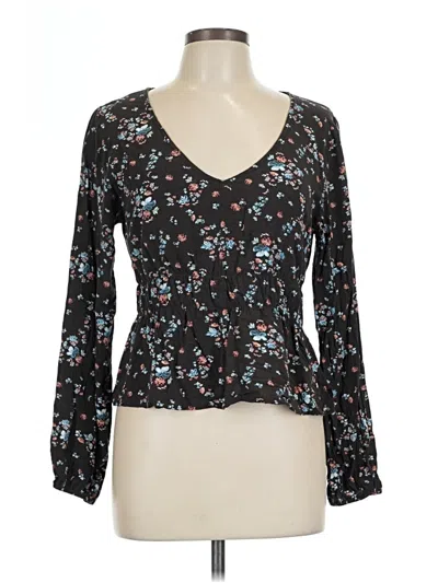 Pre-owned Hurley Long Sleeve Blouse In Black