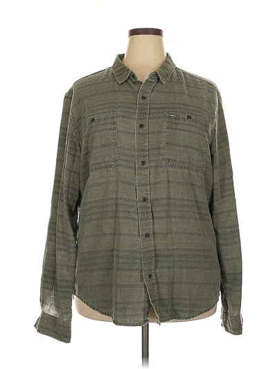 Pre-owned Hurley Long Sleeve Button Down Shirt In Green