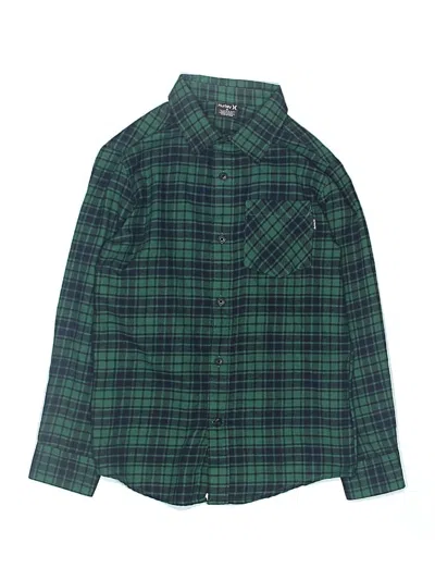 Pre-owned Hurley Kids'  Long Sleeve Button Down Shirt In Green