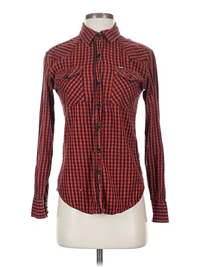 Pre-owned Hurley Long Sleeve Button Down Shirt In Red