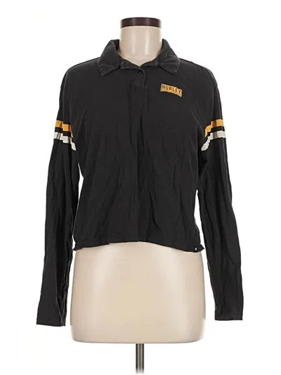 Pre-owned Hurley Long Sleeve Polo Shirt In Black