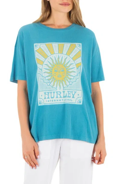 Hurley Lumina Boyfriend Oversize Cotton Jersey Graphic T-shirt In Blue
