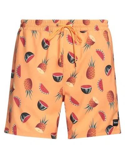 Hurley Man Shorts & Bermuda Shorts Orange Size Xl Polyester, Elastane