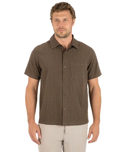 Hurley Men's Anthem Brown Plaid Shirt In Animal Print