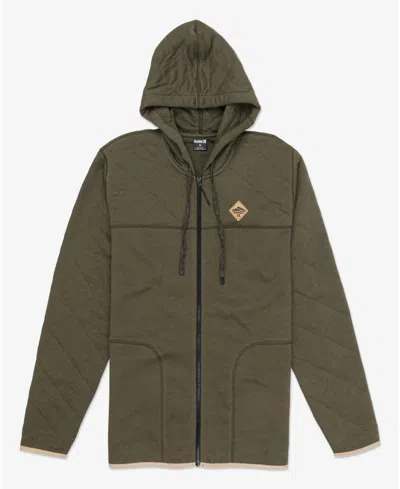 Hurley Men's Chateau Quilted Full Zip Sweatshirt In Cargo