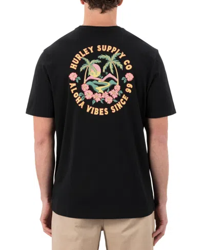Hurley Men's Hawaiian Island Short Sleeve T-shirt In Black