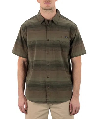 Hurley Men's Lido Stripe Short Sleeve Shirt In Brown