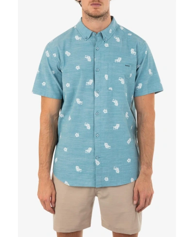 Hurley Men's One And Only Stretch Print Short Sleeves Shirt In Tahitian Teal