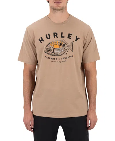 Hurley Men's Piranhas Short-sleeve Crewneck T-shirt In Brown