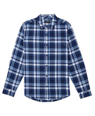 Hurley Men's Portland Flannel Long Sleeve Shirt In Armored Navy