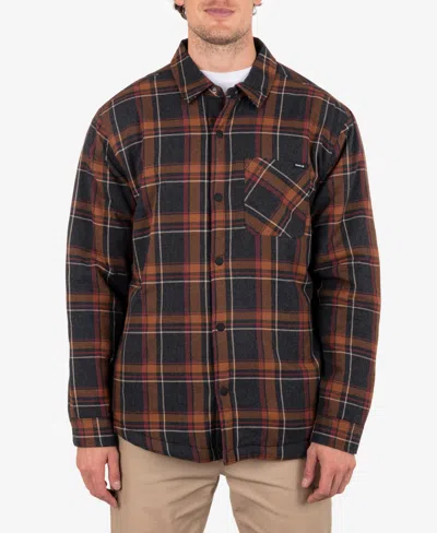 Hurley Men's Portland Sherpa Lined Flannel Shirt In Black