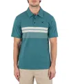Hurley Men's Printed Stripe Slub Short Sleeve Polo Shirt In Blue