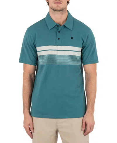 Hurley Men's Printed Stripe Slub Short Sleeve Polo Shirt In Blue
