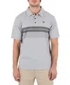 Hurley Men's Printed Stripe Slub Short Sleeve Polo Shirt In Gray