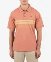 Hurley Men's Printed Stripe Slub Short Sleeve Polo Shirt In Martian Rust