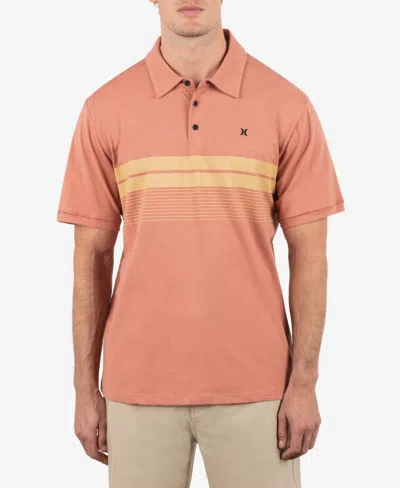 Hurley Men's Printed Stripe Slub Short Sleeve Polo Shirt In Martian Rust