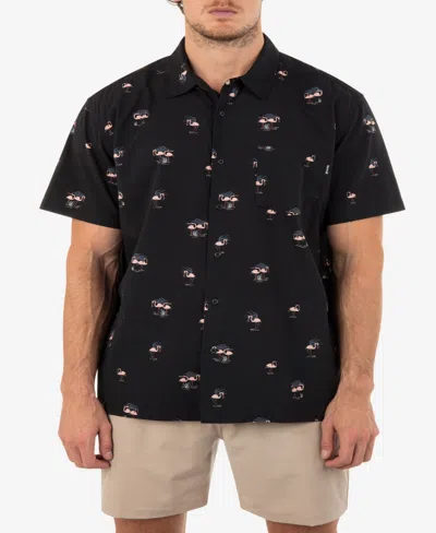 Hurley Men's Rincon Print Short Sleeve Button-up Shirt In Black Tonal