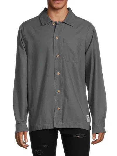 Hurley Men's Solid Button Down Shirt In Grey Navy