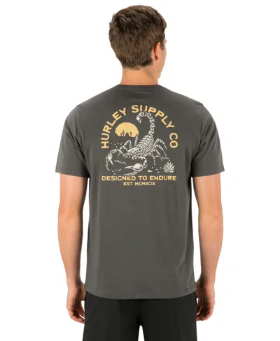Hurley Men's Subtle Logo Artwork At The Left Chest T-shirt In Dark Stone Gray