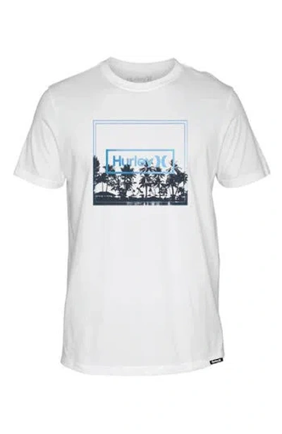 Hurley Newspaper Palm Tree Graphic T-shirt In White
