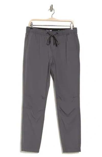 Hurley Nylon Stretch Twill Joggers In Grey/white