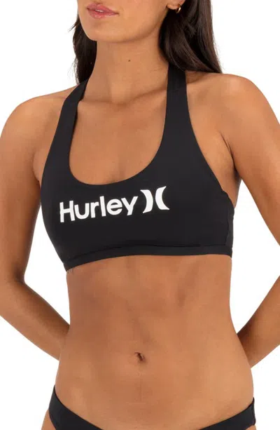 Hurley Oao Racerback Swim Top In Black