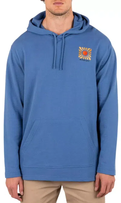 Hurley Og Poncho Hoodie Men's Shoreline Lined Long Sleeve Pullover Dsgl832 In Blue