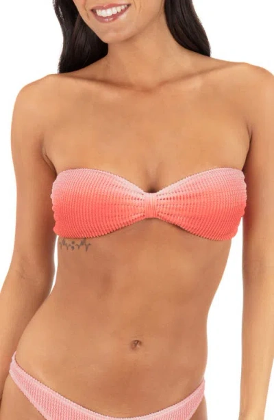 Hurley Ombré Scrunch Bandeau Strapless Bikini Top In Pink