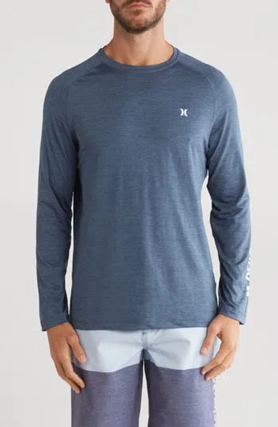 Hurley One And Only Long Sleeve Rashguard Top In Blue/black