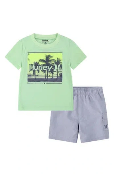 Hurley Babies'  Open Mind Ii Graphic T-shirt & Cargo Shorts Set In Green