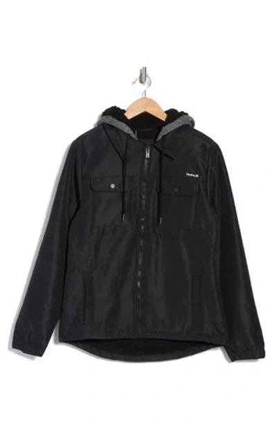 Hurley Ostro Fleece Lined Hooded Jacket In Black