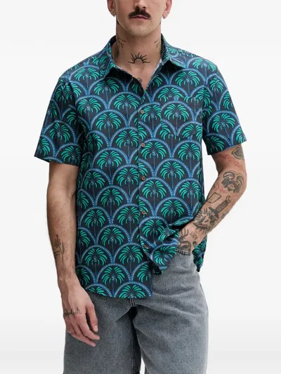 Hurley Palm-print Short-sleeve Shirt In Black
