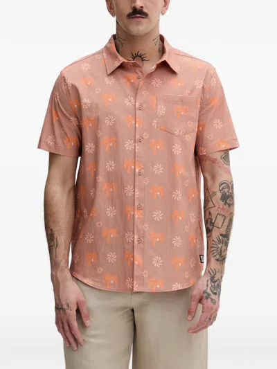 Hurley Palm-print Short-sleeve Shirt In Orange