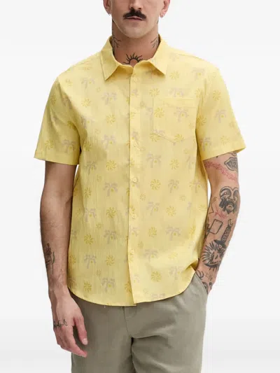 Hurley Palm-tree Print Short-sleeve Shirt In Yellow