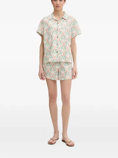 Hurley Palm-tree-print Drawstring Beach Shorts In Neutral