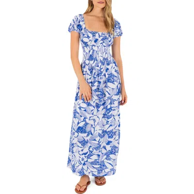 Hurley Paloma Floral Print Maxi Dress In Blue