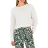 Hurley Park City Basketweave Crop Sweater In White