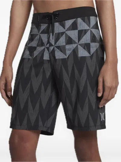 Hurley Phantom Bula Geometric-print Shorts In Black