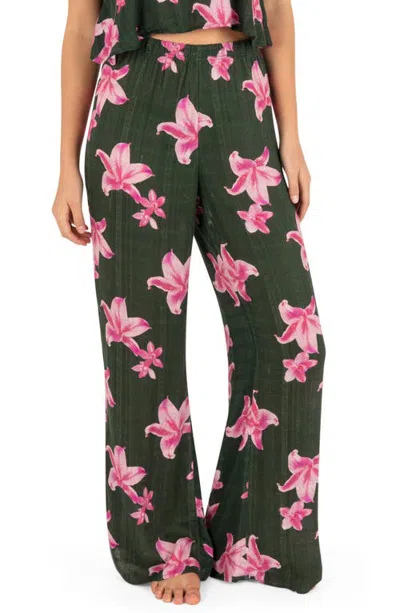 Hurley Photoreal Floral Beach Cover-up Pants In Green