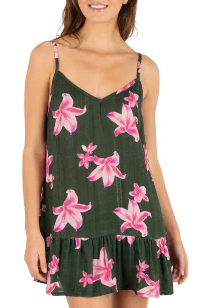 Hurley Photoreal Floral Cover-up Minidress In Forest Floral