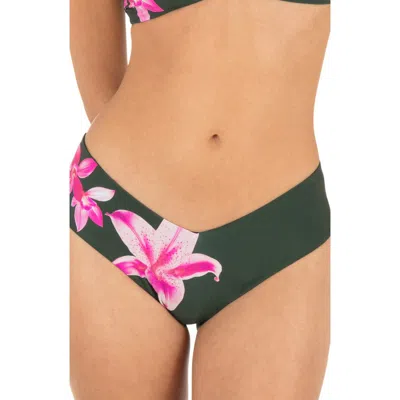 Hurley Photoreal Floral Reversible V Moderate Bikini Briefs In Green