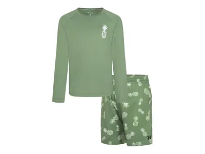 Hurley Pineapple Swim Set (little Kid) Boy's Swimwear Palm Green : 6 Little Kid, Polyester