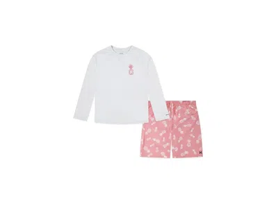 Hurley Pineapple Swim Set (little Kid) Boy's Swimwear Sunset Coral : 7 Little Kids, Polyester In Multi