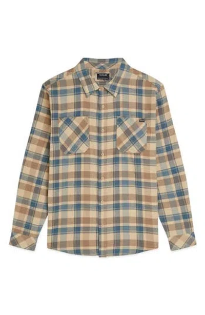 Hurley Plaid Flannel Button-up Shirt In Brown
